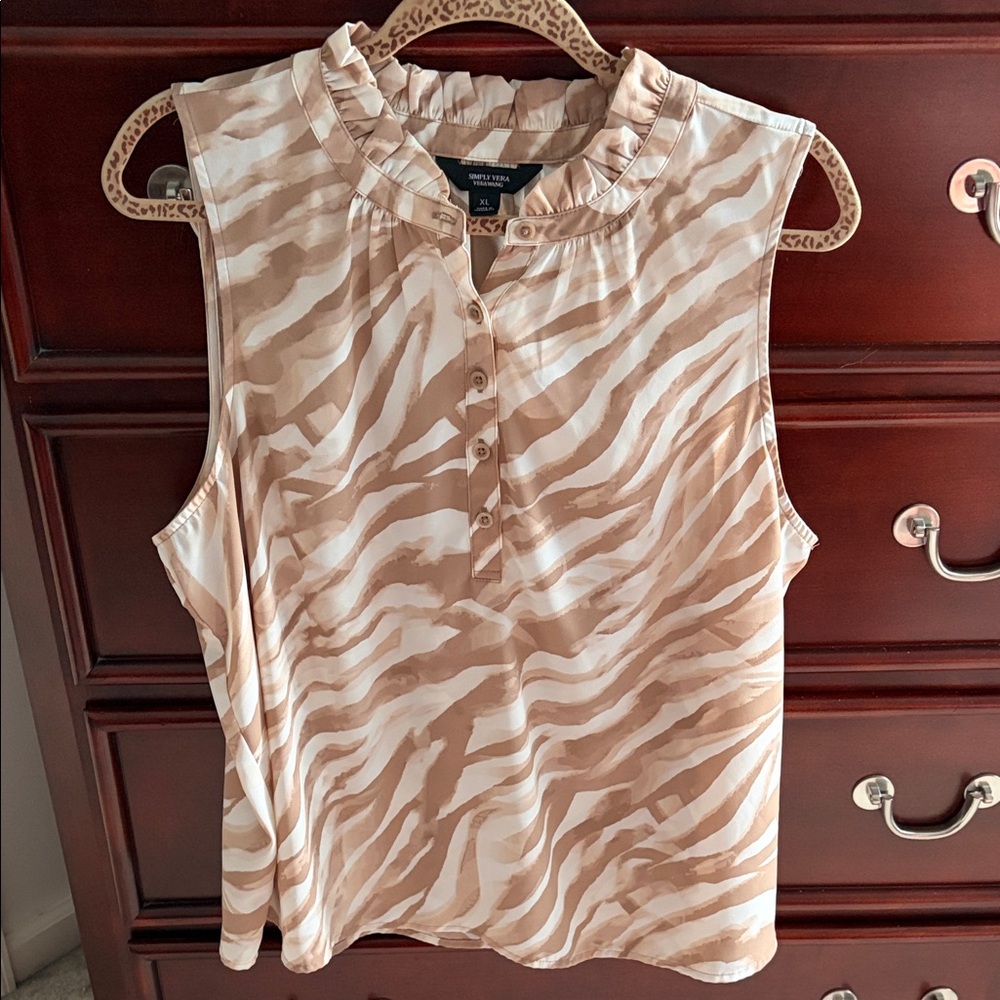 Simply Vera Vera Wang Beige Zebra Print Blouse